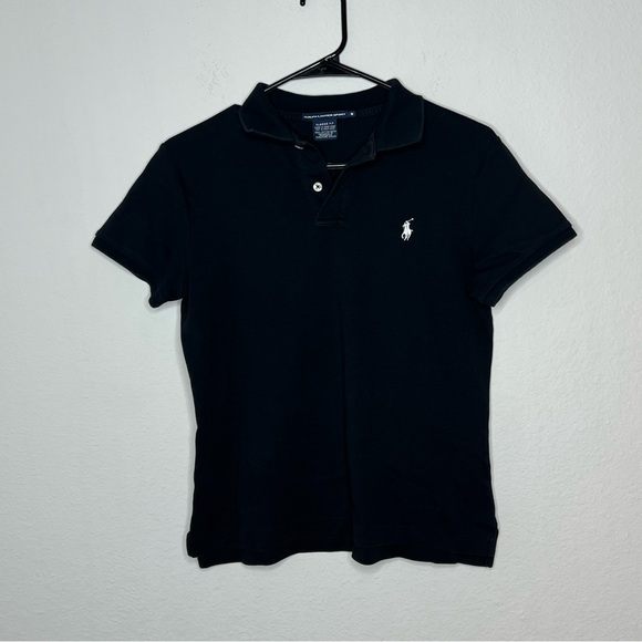 Ralph Lauren Sport Polo Shirt Womens Medium Black Short Sleeve Casual - Picture 1 of 3
